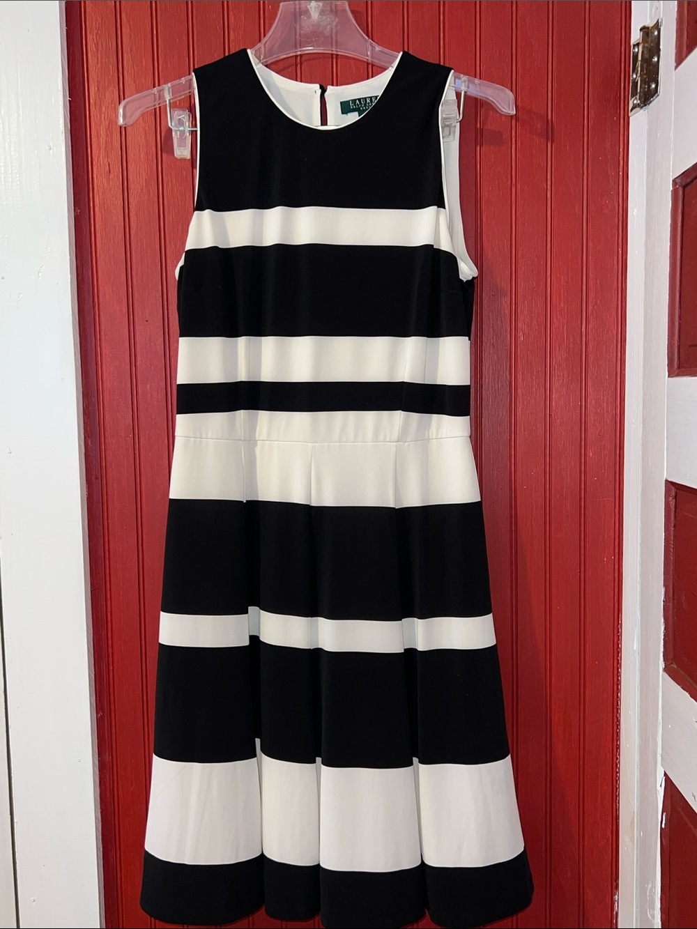 Ralph Lauren Black and White Striped Sleeveless Dress 10P